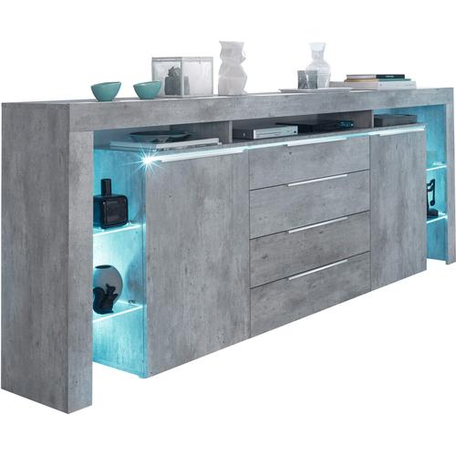 „Sideboard BORCHARDT MÖBEL „“Lima““ Sideboards Gr. B: 192 cm, grau (beton, optik) Sideboards (192 oder 220 cm)“