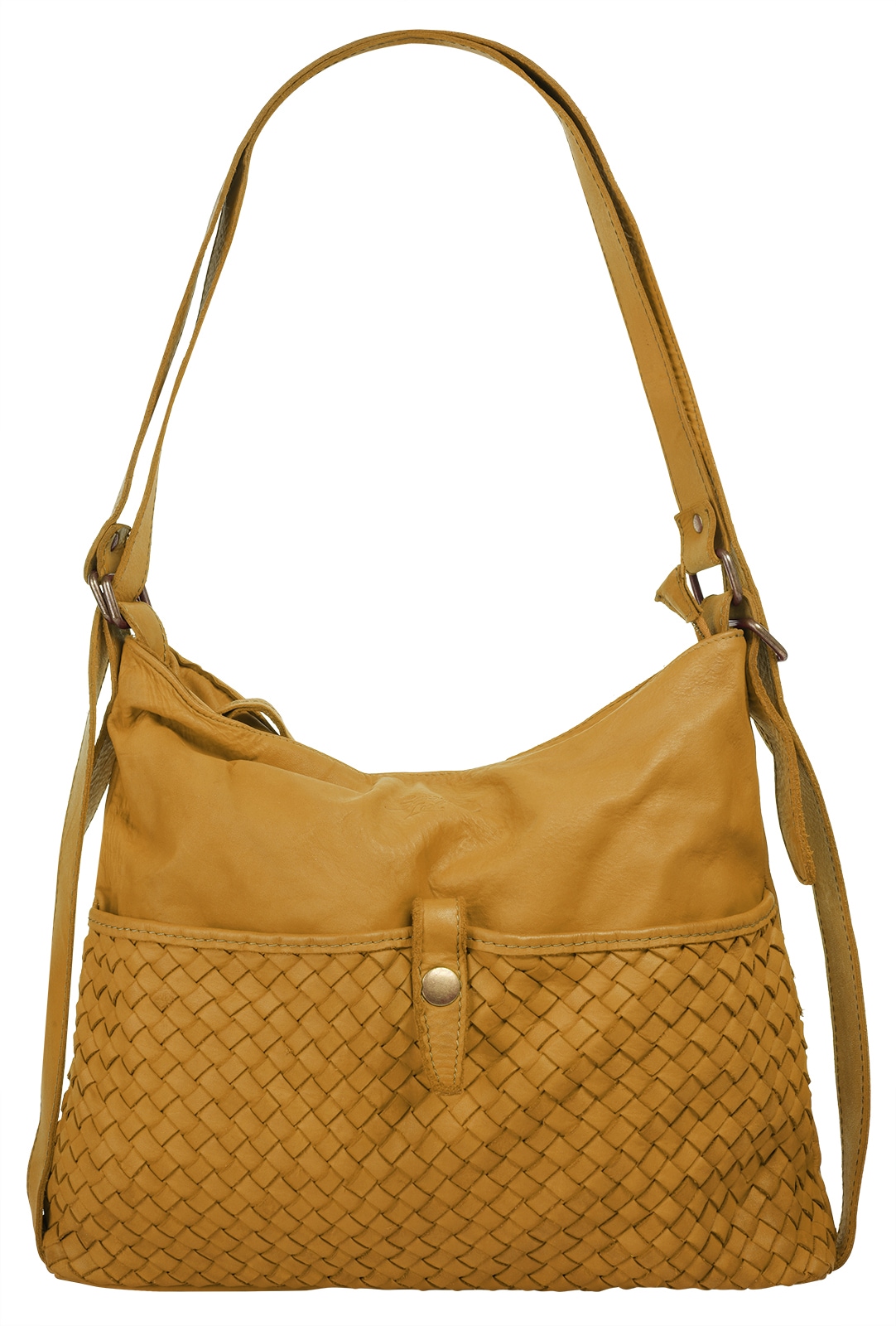 Shopper SAMANTHA LOOK, Damen, Gr. B/H/T: 34cm x 32cm x 8cm onesize, gelb, Leder, Taschen Shopper, echt Leder, Made in Italy