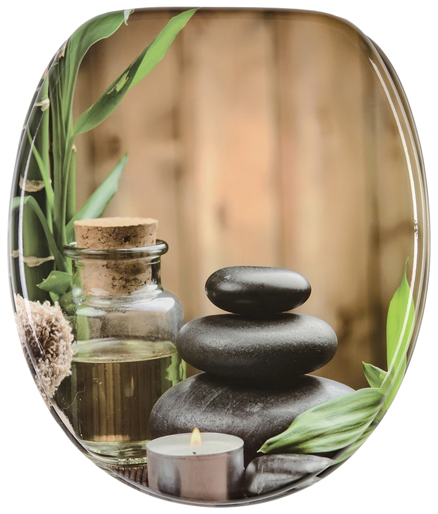 WC-Sitz SANILO "Spa", grün (braun, schwarz, grün), B:37,7cm L:47cm, MDF - Mitteldichte Holzfaserplatte, WC-Sitze, mit Absenkautomatik