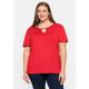 Rundhalsshirt SHEEGO "Große Größen" Gr. 44/46, rot (mohnrot) Damen Shirts Jersey mit Flügelärmeln und Cut-out am Ausschnitt