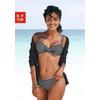 Bügel-Bikini-Top S.OLIVER "Hill", Damen, Gr. 36, Cup D, schwarz-weiß (schwarz, weiß, gestreift), Microfaser, Polyamid, Bikini-Oberteile, mit Doppelträger