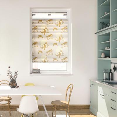 Plissee LICHTBLICK ORIGINAL "Plissee Klemmfix, ohne Bohren, blickdicht, Moon Birds - Beige", beige (beige, weiß, weiß), B:60cm H:130cm, Obermaterial: 100% Polyester, Plissees Image