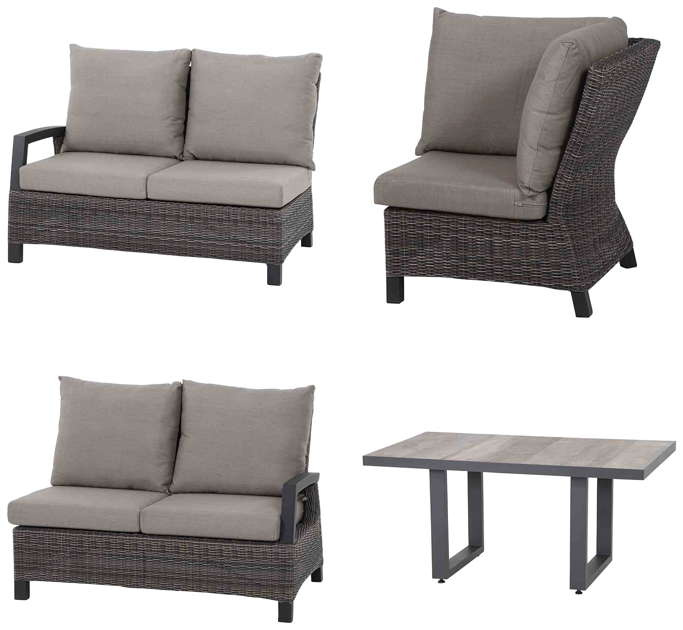 Gartenlounge-Set SIENA GARDEN "Corido", grau (charcoal grau, schwarz,), Aluminium, Sitzmöbel-Sets
