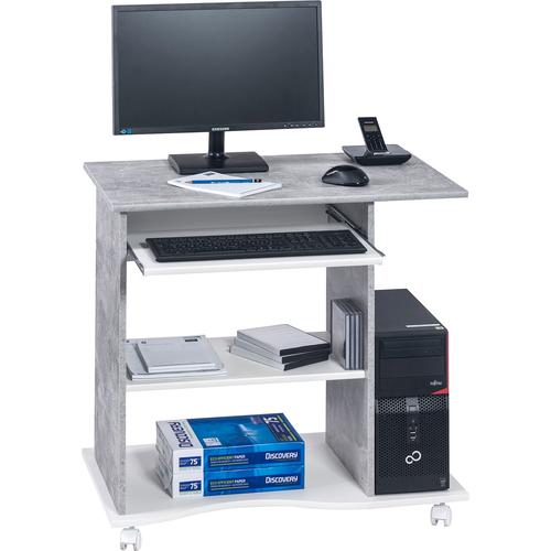 "Computertisch MAJA MÖBEL ""Ribe"" Tische Gr. B/H/T: 80 cm x 75 cm x 50 cm, grau (beton, weiß) Computertisch Computertische Tisch"