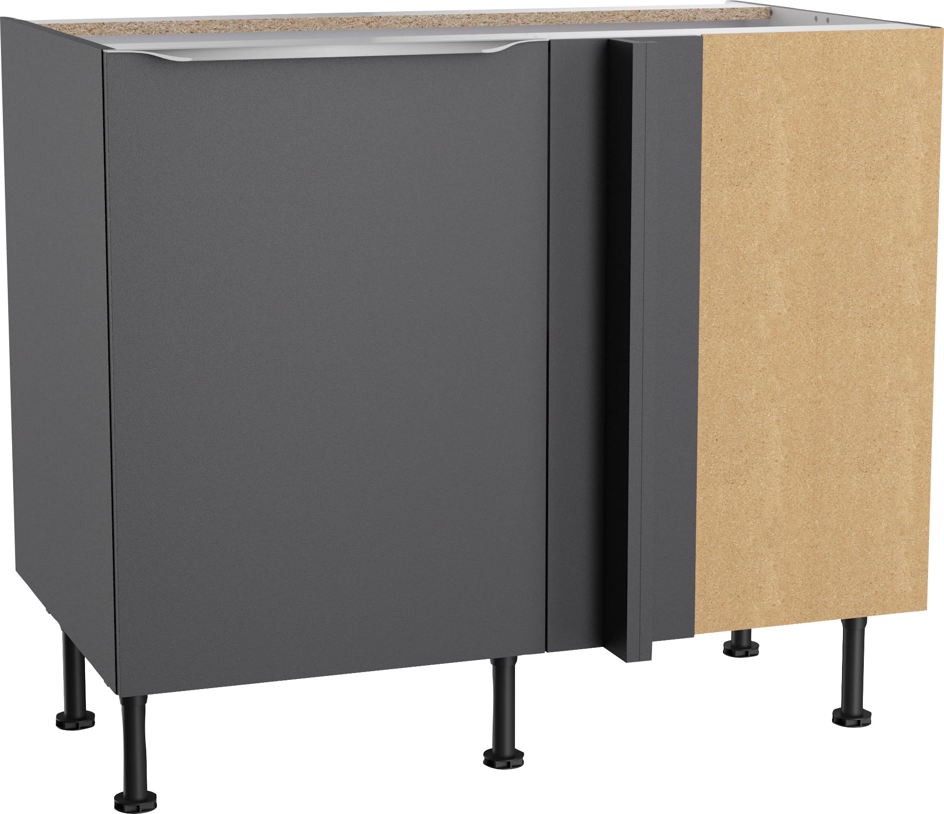 Eckunterschrank KOCHSTATION "KS-Aken", grau (anthrazit), B:100cm H:87cm T:58,4cm, Schränke, Eckunterschrank