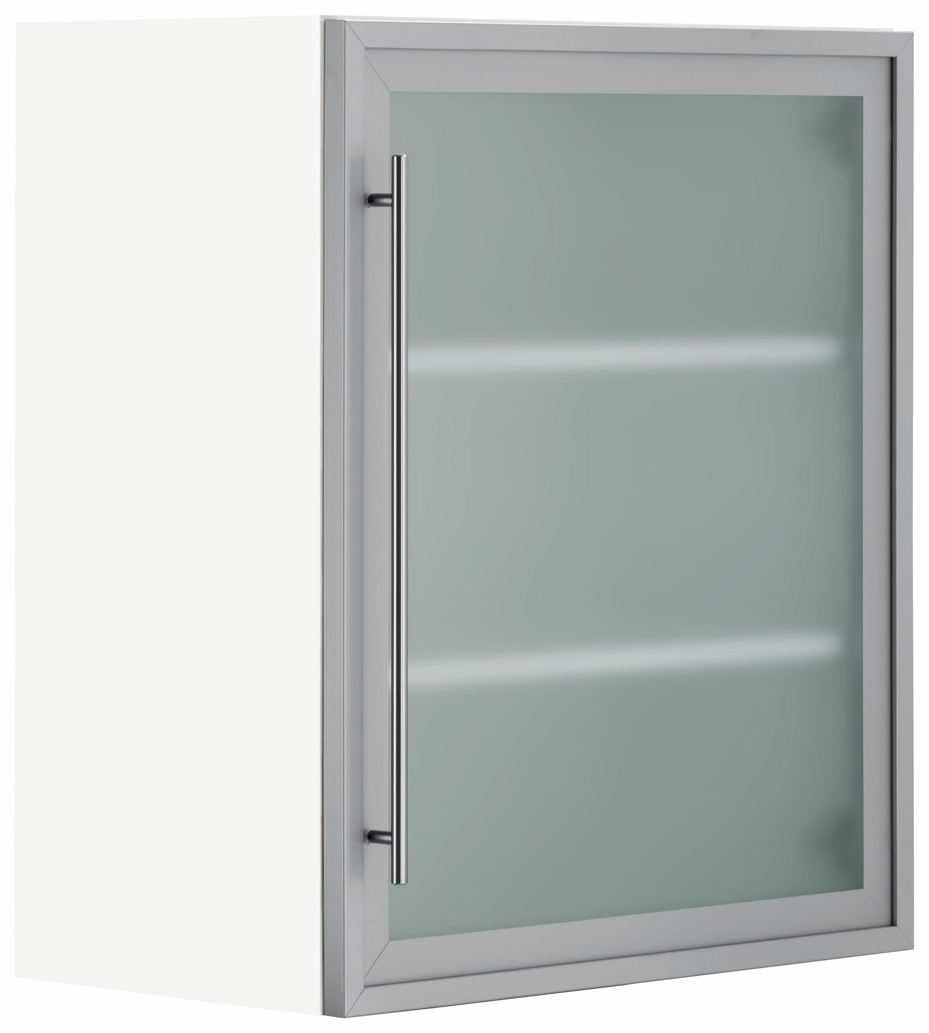 Glashängeschrank OPTIFIT, grau (alu, weiß), B:60cm H:70,4cm T:35,2cm, Schränke, Glashängeschrank, Breite 60 cm Image