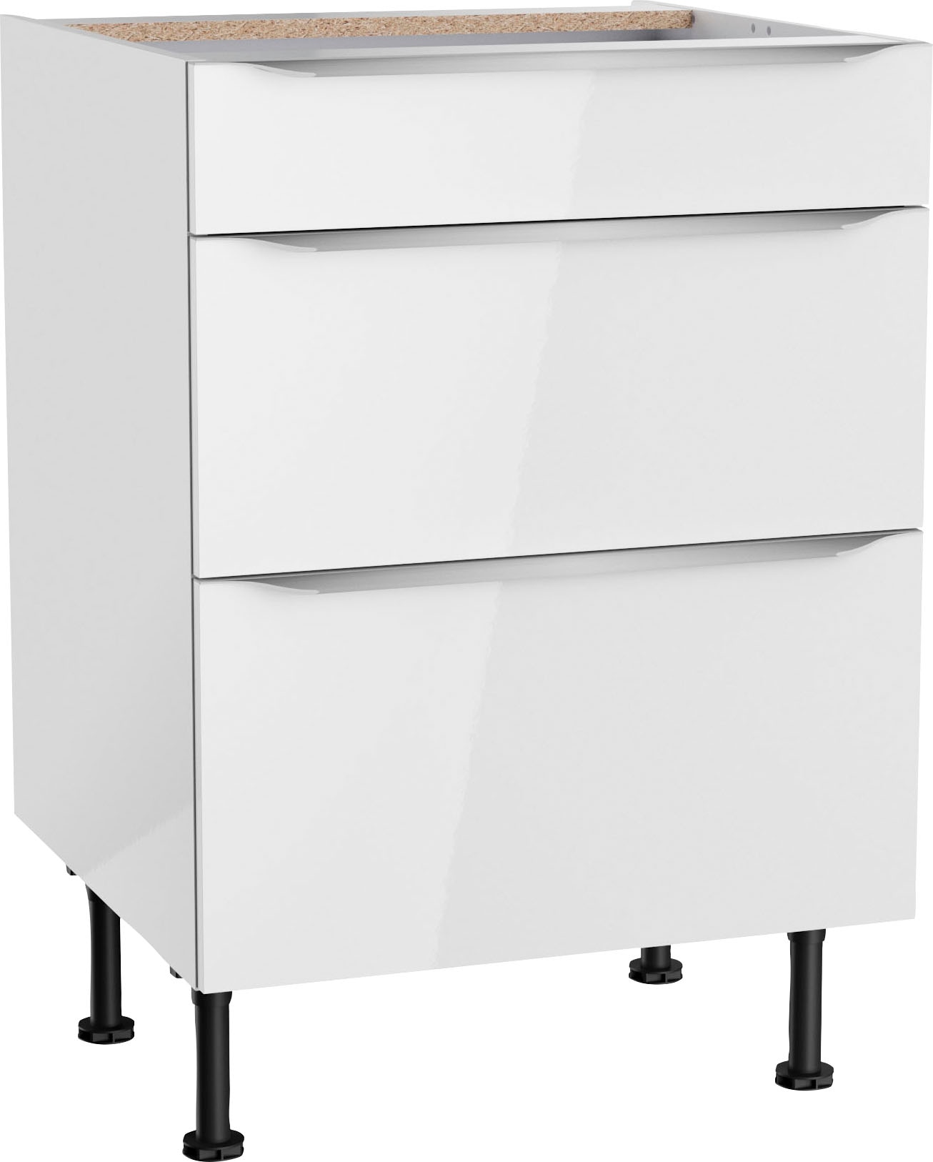 Unterschrank KOCHSTATION "KS-Aken", weiß (weiß hochglanz, weiß), B:60cm H:87cm T:58,4cm, Schränke, Unterschrank