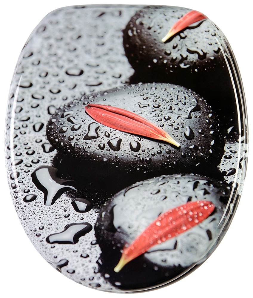 WC-Sitz SANILO "Elegance", rot (schwarz, grau, rot), B:37,7cm L:47cm, MDF - Mitteldichte Holzfaserplatte, WC-Sitze, mit Absenkautomatik