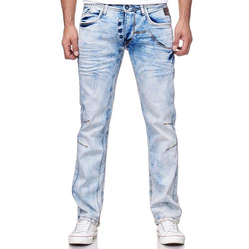 Straight-Jeans RUSTY NEAL Gr. 31, Länge 34, blau (hellblau) Herren Jeans im außergewöhnlichen Design