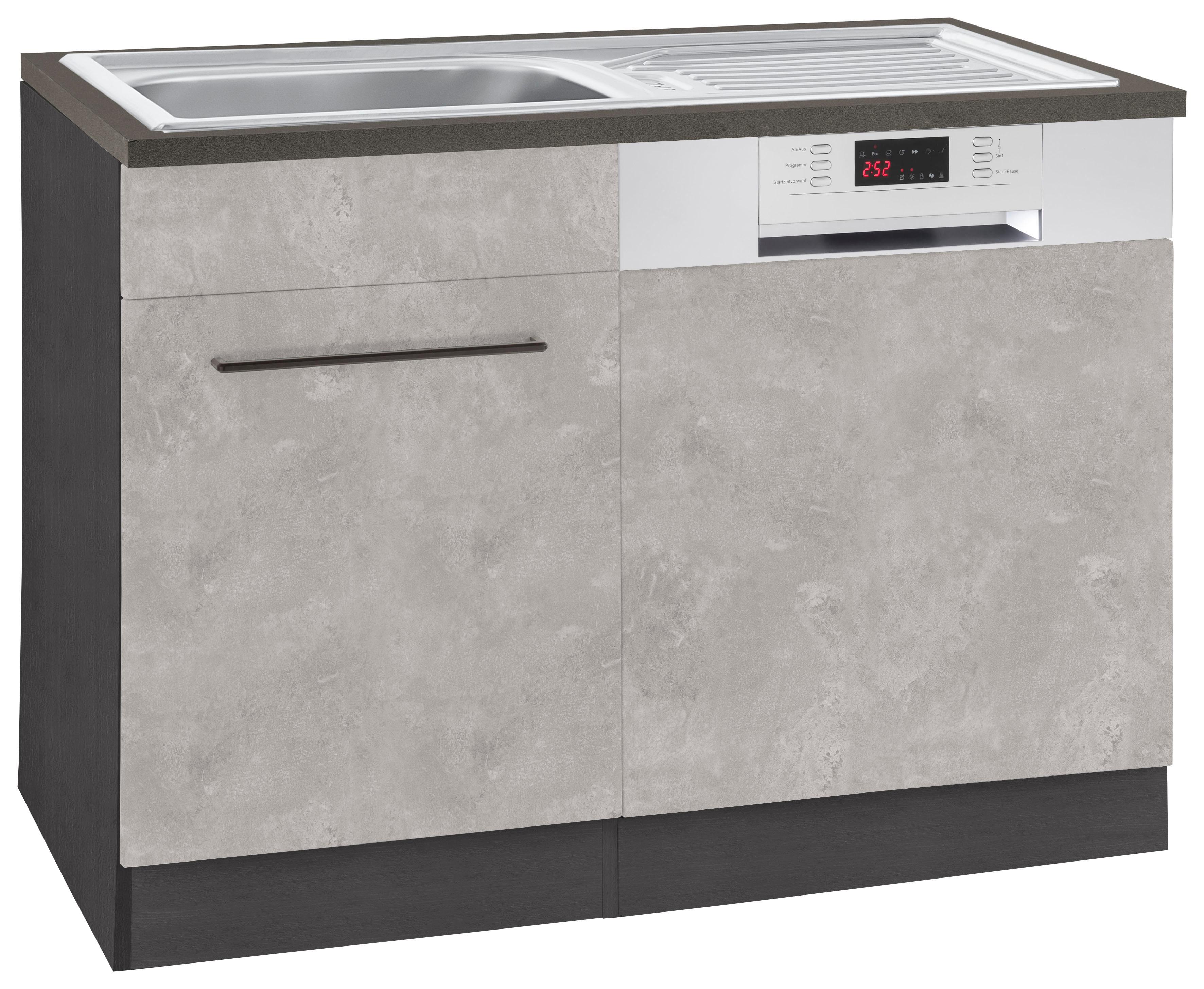 Spülenschrank KOCHSTATION "KS-Tulsa", grau (betonfarben hell), B:110cm H:85cm T:60cm, Schränke, 110 cm breit, inkl. Tür/Sockel für Einbaugeschirrspüler, Metallgriff Image