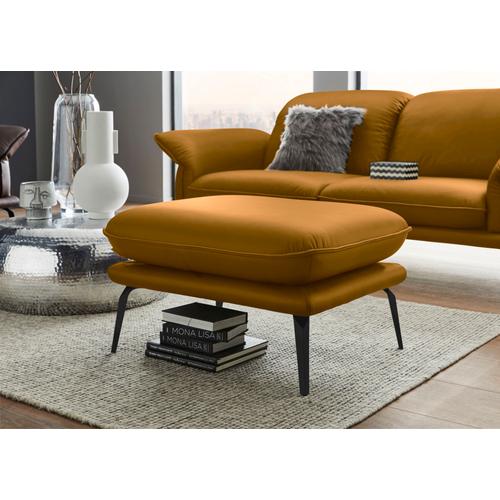 „Hocker W.SCHILLIG „“sherry““ Gr. B/H/T: 82 cm x 42 cm x 62 cm, Longlife Xtra-Leder Z69, gelb (kurkuma z69) W. Schillig Metallfüße in Schwarz pulverbeschichtet, Breite 82 cm“