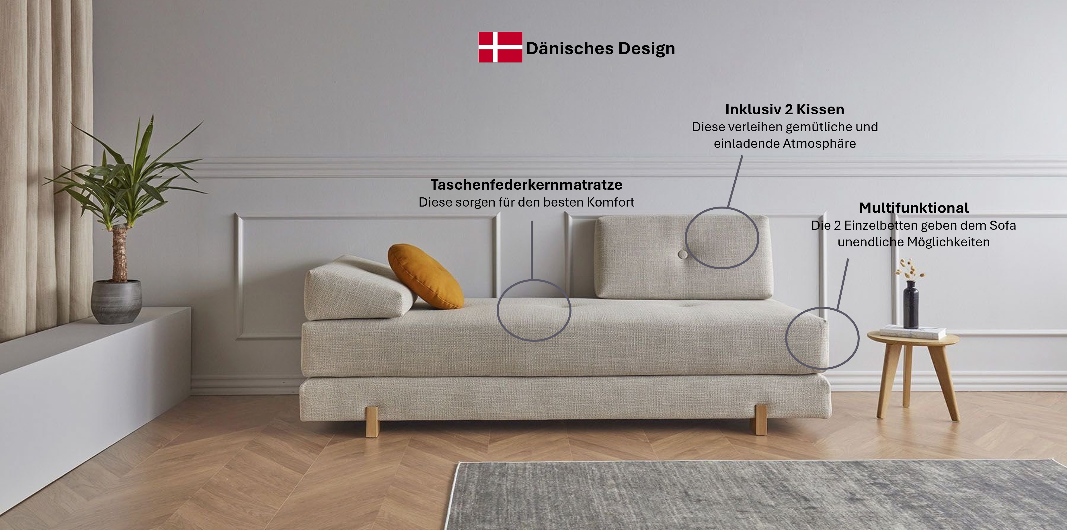 Stapelliege INNOVATION LIVING ™ "Sigmund 579 Eiche-Beine", braun (hellbraun, hellbraun), B:80cm H:82cm L:200cm, Daybetten, Daybed mit zwei Federkernmatratzen, Fußteil schwarz