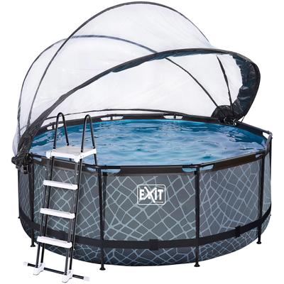 Framepool EXIT "inkl. multifunktionaler Abdeckung", grau, H:122cm Ø:360cm, Schwimmbecken, ØxH: 360x122 cm, mit Sandfilteranlage & Sicherheitsleiter Image