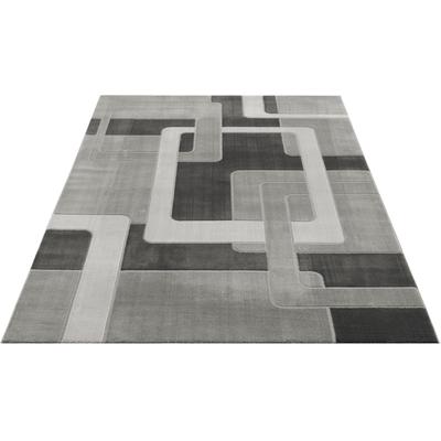 Teppich HOME AFFAIRE "Anesa" Gr. 8, grau, B:280cm H:12mm L:390cm, Kunstfaser, Teppiche, mit handgearbeitetem Konturenschnitt, flach, Kurzflor, elegant Image