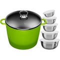 Suppentopf KING, grün, B:26cm H:18cm L:33cm Ø:24cm, Töpfe, Kochtopf 7LØ24cm+Glasdeckel, Induktion, Keramikbeschichtung »Fusion«