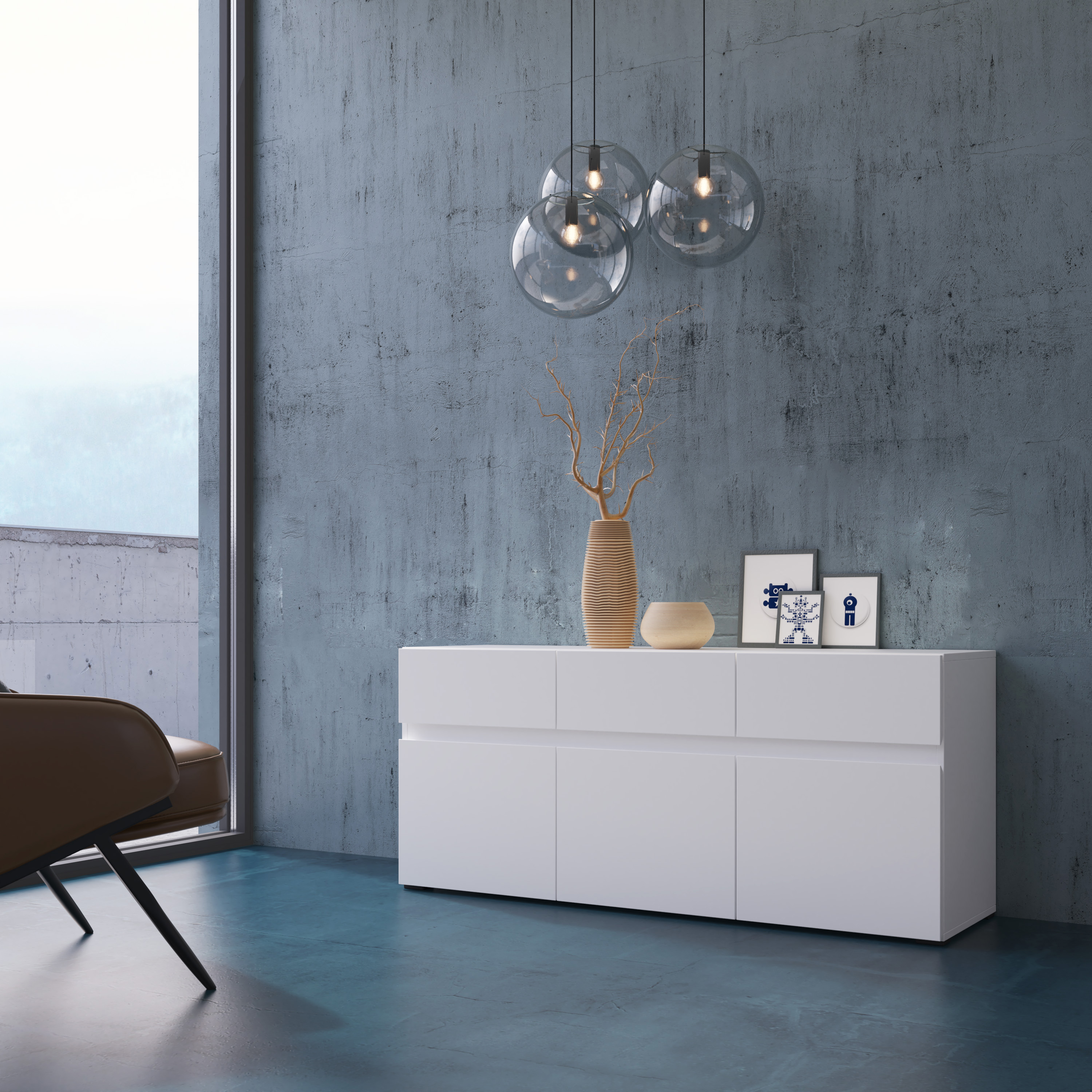 Lowboard INOSIGN "Rimini", weiß (alpinweiß), B:134,9cm H:59cm T:40cm, Spanplatte, Sideboards, Breite 135 cm