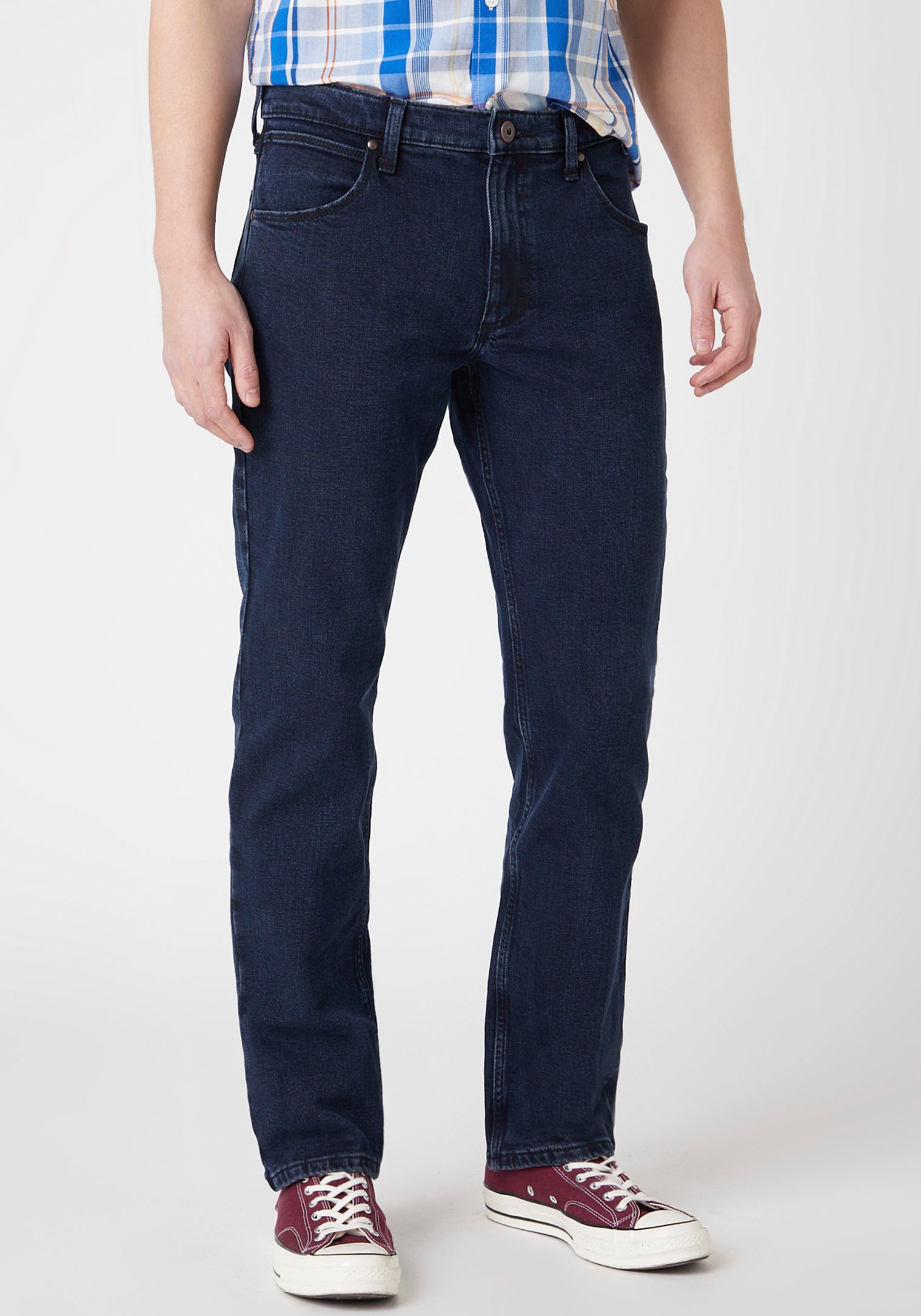 Regular-fit-Jeans WRANGLER "Authentic Regular", Herren, Gr. 42, Länge 32, blau (blau, schwarz), Denim/Jeans, Obermaterial: 99% Baumwolle, 1% Elasthan, regular fit lang, Jeans, Topseller