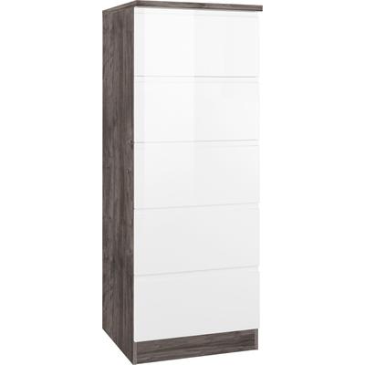 Vorratsschrank KOCHSTATION "KS-Virginia", weiß (weiß hochglanz, eiche vintage), B:60cm H:165cm T:60cm, MDF, Holzwerkstoff, Schränke, 60 cm breit, mit 5 Auszügen Image