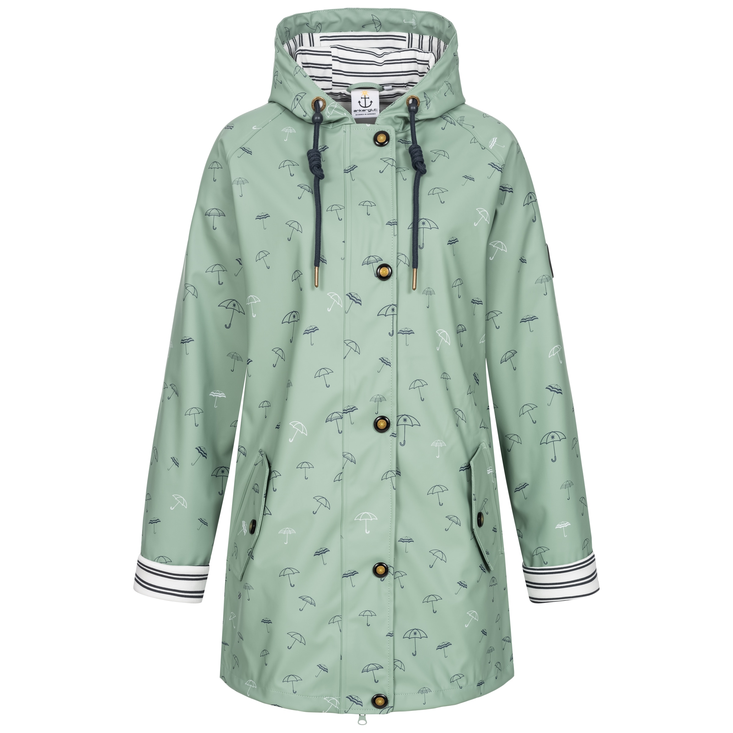 Regenjacke ANKERGLUT "Friesennerz WIZZARD PEAK WOMEN UMBR", Damen, Gr. 34 (XS), grau, Obermaterial: 100% Polyurethan; Futter: 100% Polyester, figurumspielend, gerader Abschluss mit Druckknopf, Jacken Regenjacke, auch in Großen Größen erhältlich