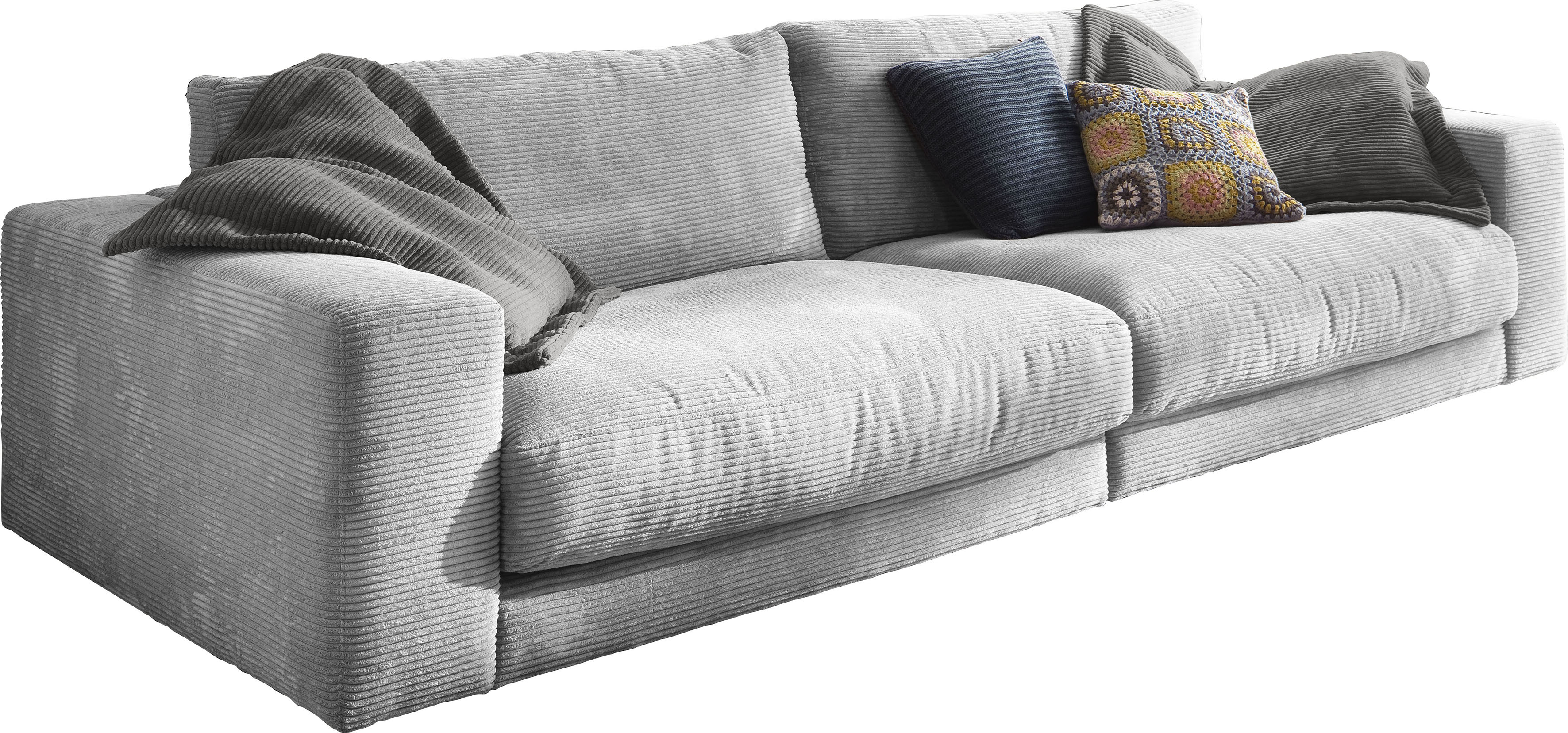 Big-Sofa HOME AFFAIRE "Enisa, bequeme, legere Polsterung B/T/H: 290/127/85 cm, Mega Sofa", grau (hellgrau), B:290cm H:85cm T:127cm, Cord (88% Polyester / 12% Polyacryl), Sofas, Big-Sofa, Zeitloses und stylisches Loungemöbel, in Fein- und Breitcord,...