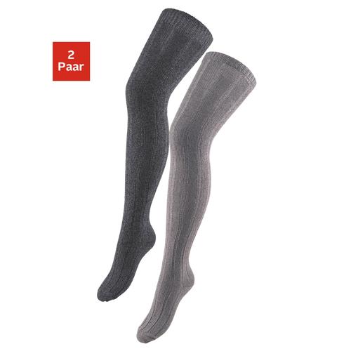 Overknees LAVANA Gr. 35-38, schwarz (schwarz, meliert, grau, meliert) Damen Socken in Melangequalität