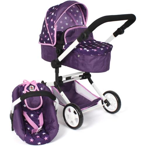 „Kombi-Puppenwagen CHIC2000 „“Linus, Stars Lila““ Puppenwagen lila (stars lila) Kinder Puppenwagen -trage mit Babywanne und Autositz“