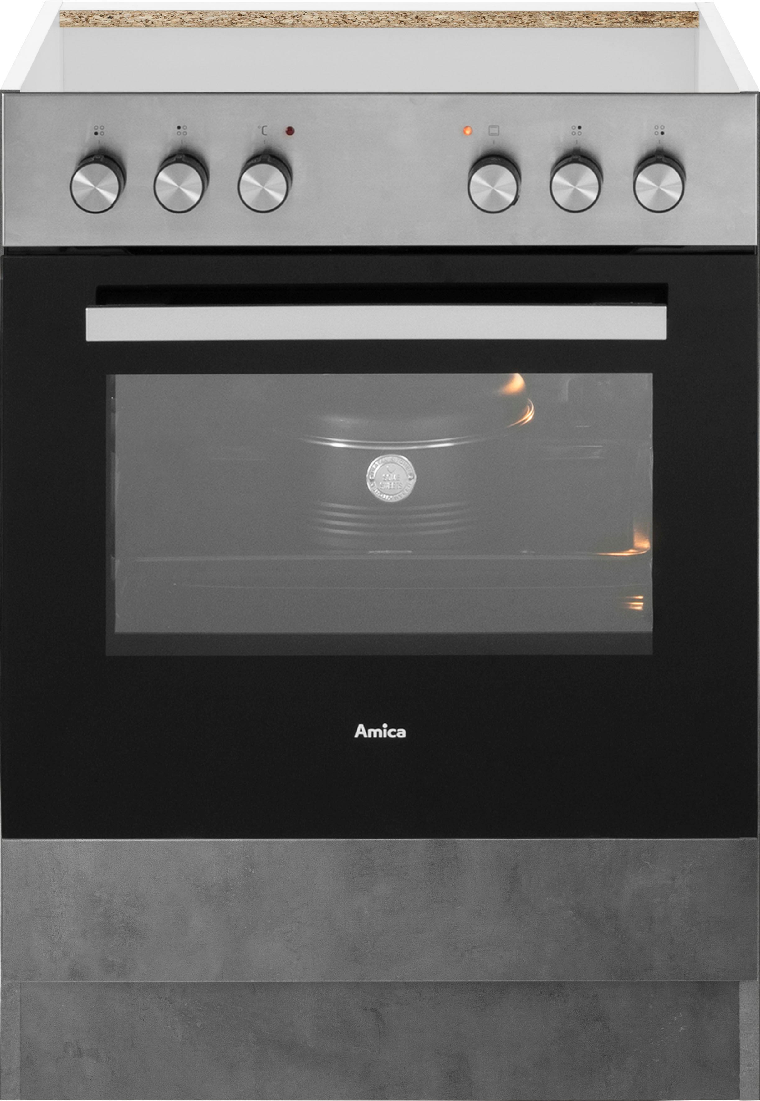 Herdumbauschrank WIHO KÜCHEN "Cali", grau (front und korpus: betonfarben), B:60cm H:82cm T:57cm, Schränke, Herdumbauschrank, 60 cm breit, ohne Arbeitsplatte