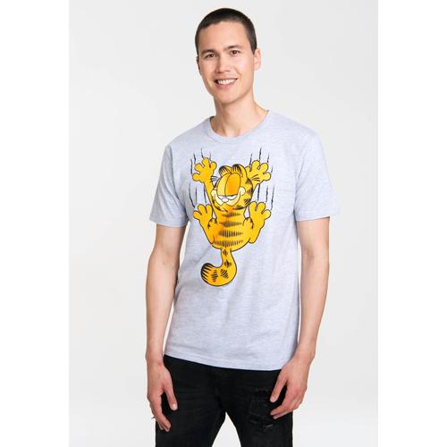 „T-Shirt LOGOSHIRT „“Garfield Scratches““ Gr. XS, grau Herren Shirts T-Shirts mit witzigem Frontprint“