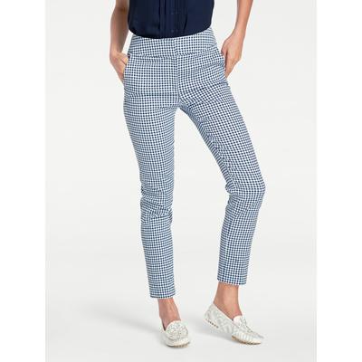 Röhrenhose HEINE, Damen, Gr. 42, Normalgrößen, blau (marine, weiß), 71% Baumwolle, 26% Polyester, 3% Elasthan, gemustert, mehrfarbig, 7/8-Länge, Hosen Image