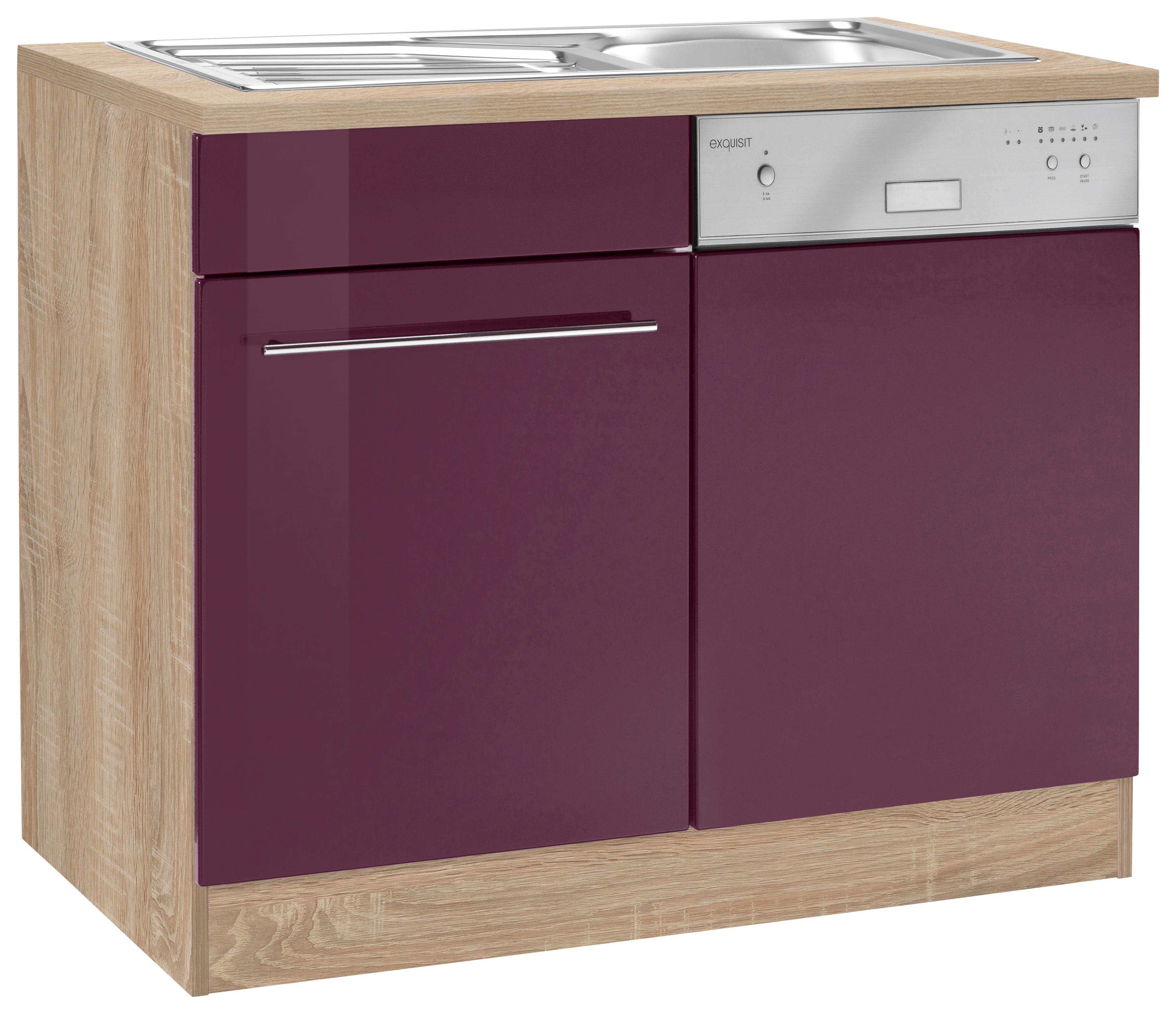 Spülenschrank KOCHSTATION "KS-Eton", lila (aubergine hochglanz), B:110cm H:85cm T:60cm, Schränke, Breite 110 cm, inkl. Tür/Sockel für Geschirrspüler Image