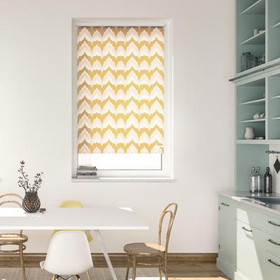 Seitenzugrollo LICHTBLICK ORIGINAL "Rollo Klemmfix, ohne Bohren, blickdicht, Boho Zig Zag - Gelb", gelb (gelb, weiß), B:45cm H:150cm, Polyester, Rollos Image