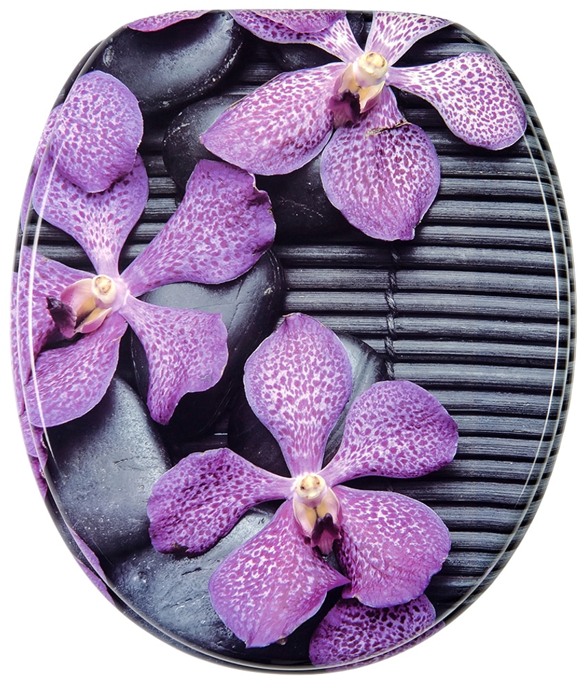 WC-Sitz SANILO "Vanda", lila (violett), B:37,7cm L:47cm, MDF - Mitteldichte Holzfaserplatte, WC-Sitze, mit Absenkautomatik
