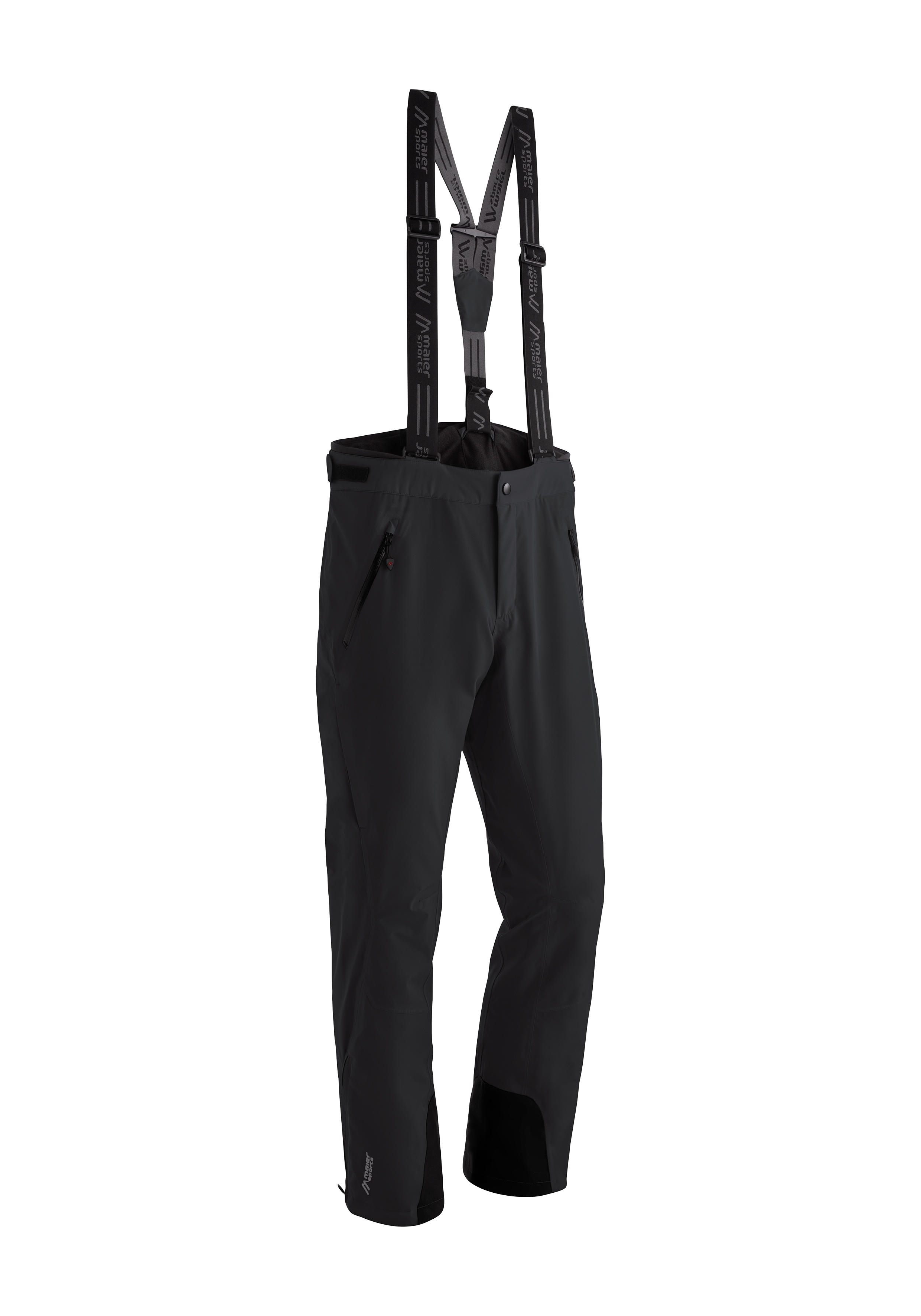 Skihose MAIER SPORTS "Copper slim", Herren, Gr. 56, Normalgrößen, schwarz, 100% Polyester, Hosen, Herren Schneehose mit Hosenträgern, wind/wasserdicht, Slim Fit Image