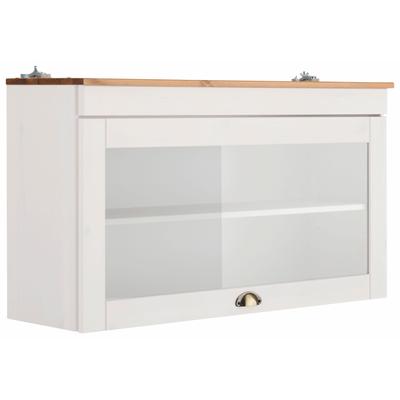 Glashängeschrank HOME AFFAIRE "Oslo", gelb (cremefarben, honigfarben), B:100cm H:55cm T:29cm, Massivholz, Schränke, 100 cm breit, aus Kiefer, 1 Klappe, Metallgriff, Landhaus-Optik Image