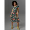 Sommerkleid ANISTON CASUAL, Damen, Gr. 48, N-Gr, bunt (petrol, grün, koralle, khaki, weiß, rosa), Jersey, Obermaterial: 95% Viskose, 5% Elasthan, geblümt, bedruckt, modisch, figurbetont kniebedeckend, Rundhals, Kurzarm, Kleider, mit farbenfrohem...