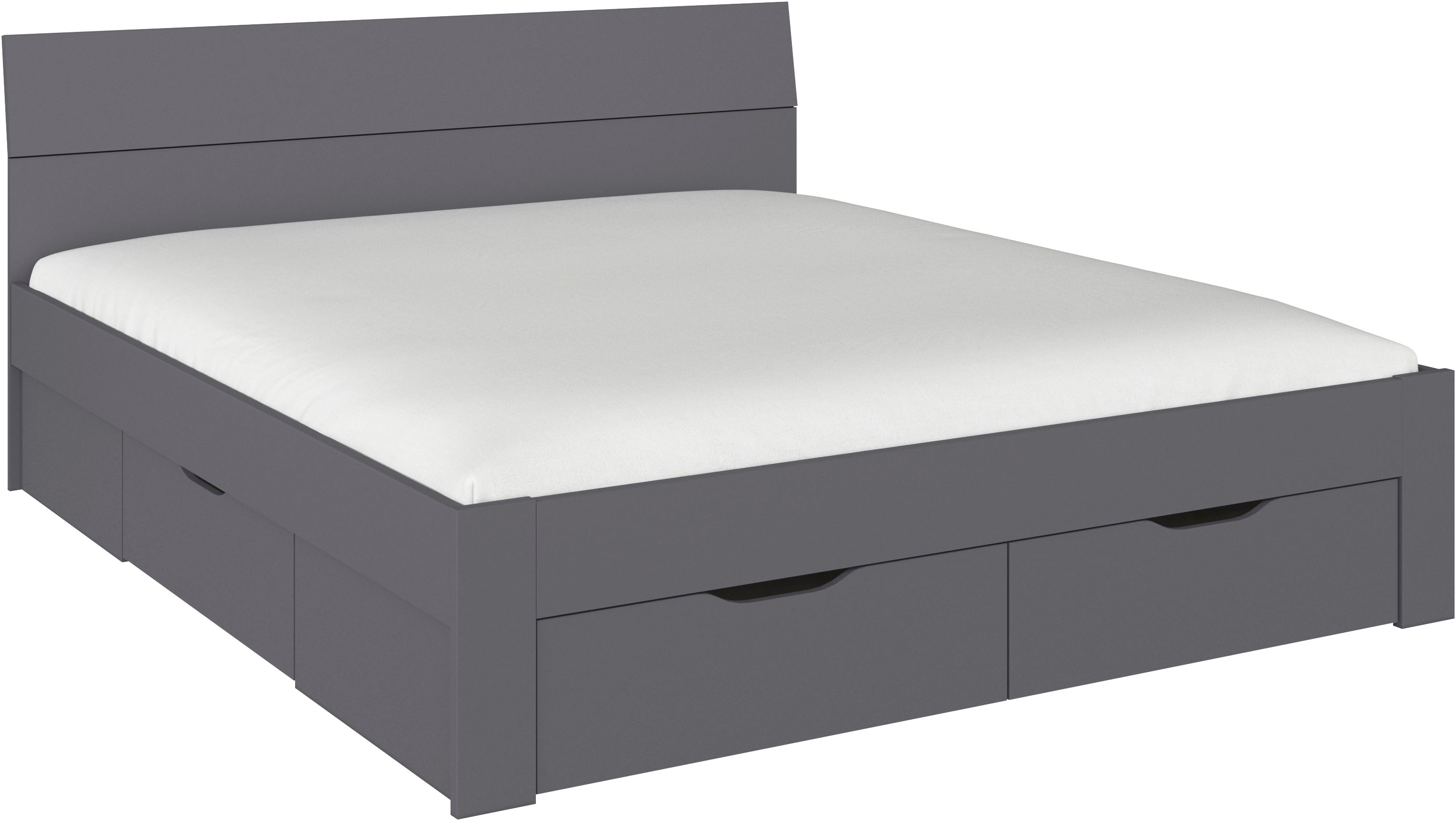 Bett RAUCH "Einzelbett Doppelbett Stauraum FLEXX Breiten 90/140/180 cm", grau (graumetallic), B:185cm H:90cm L:209cm, Betten, Bett, Einzelbett Doppelbett Stauraum FLEXX Breiten 90/140/180 cm