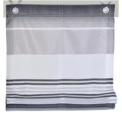 Raffrollo KUTTI "Jamaica" Gr. 1, grau, B:45cm H:130cm, Obermaterial: 100% Polyester, Raffrollos, halbtransparent, Polyester, gewebt, Streifen, mit Edelstahlhaken Image