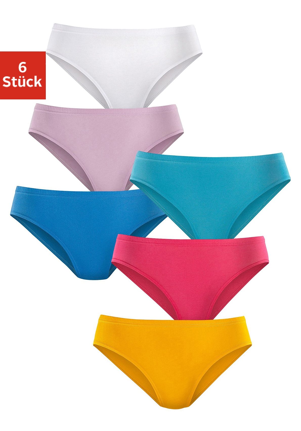 Jazz-Pants Slips PETITE FLEUR, Damen, Gr. 50, bunt (weiß, rosa, blau, türkis, pink, gelb), Obermaterial: 100% Baumwolle, unifarben, körpernah, Unterhosen, aus reiner Baumwolle Image