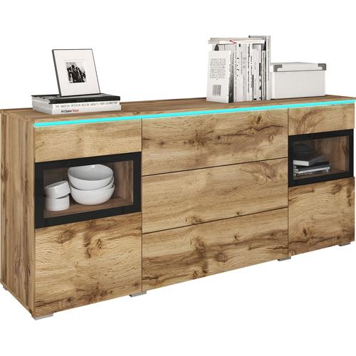 „Sideboard INOSIGN „“Vera““ Sideboards Gr. B/H/T: 150 cm x 67,9 cm x 36,1 cm, matt, 3, braun (eichefarben votan) Sideboards Breite 150 cm, ohne Beleuchtung“