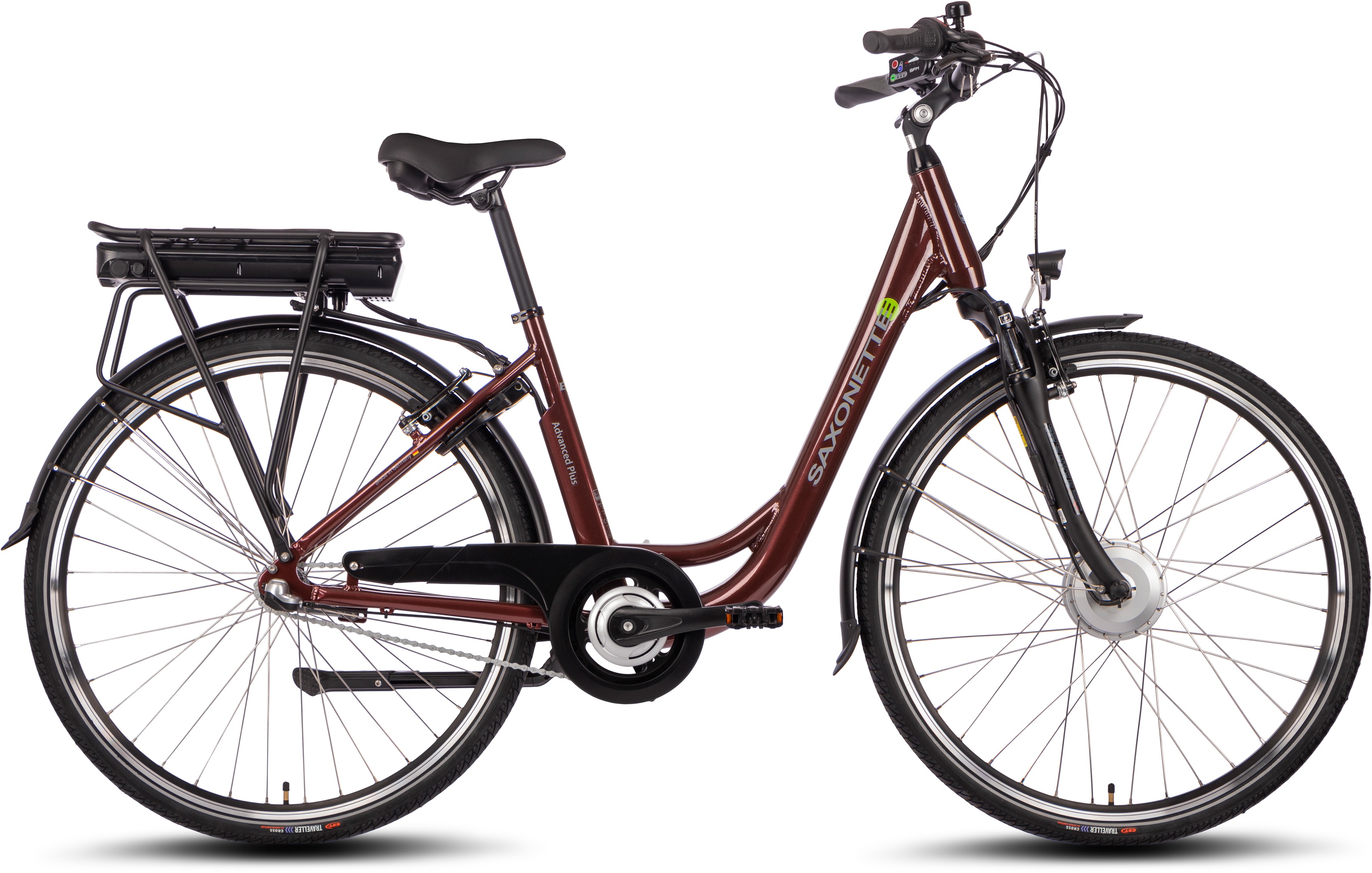 E-Bike SAXONETTE "Advanced Plus" Gr. 50, rot (bordeaux glänzend, schwarz), Elektrofahrräder, 50cm, 28 Zoll (71,12cm), Pedelec, Elektrofahrrad für Damen u. Herren Image