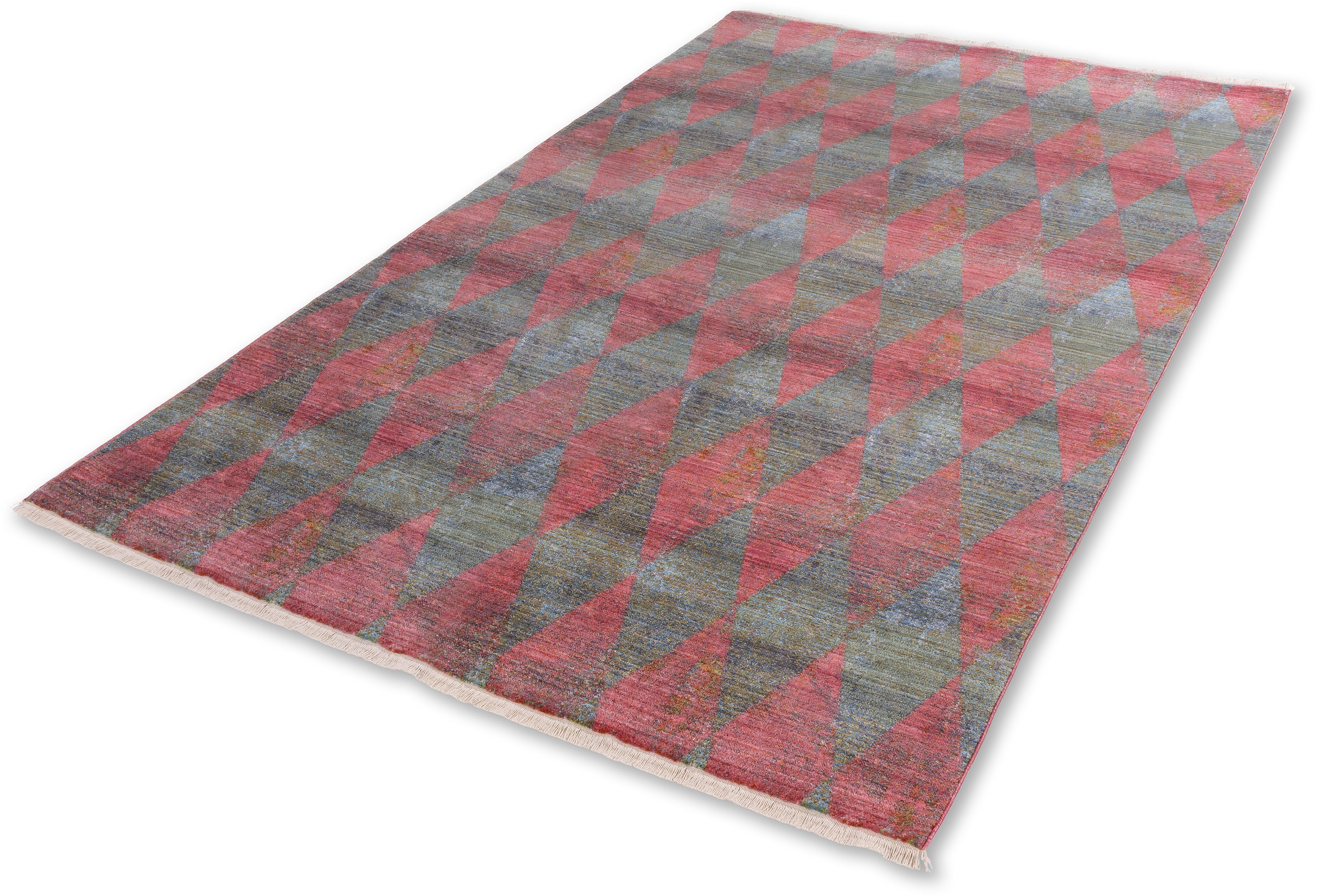 Teppich "Mystik 213", rot (rot, grün), B:133cm H:7mm L:185cm, Kunstfaser, SCHÖNER WOHNEN-KOLLEKTION, Teppiche, Teppich, Vintage Look, Wohnzimmer Image