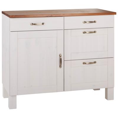 Unterschrank HOME AFFAIRE "Alby", weiß (weiß, honigfb), B:100cm H:85cm T:50cm, Schränke, Breite 100 cm, 1 Tür, 4 Schubladen Image