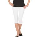 Leggings TRIGEMA "TRIGEMA Leggings 3/4 mit Kristallsteinen", Damen, Gr. XXXL, US-Größen, weiß, 95% Baumwolle, 5% Elastan, Basic, Hosen