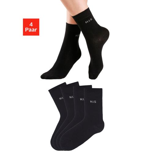 Socken H.I.S Gr. 39-42, schwarz (4x schwarz) Damen Socken ohne einschneidendes Bündchen Bestseller