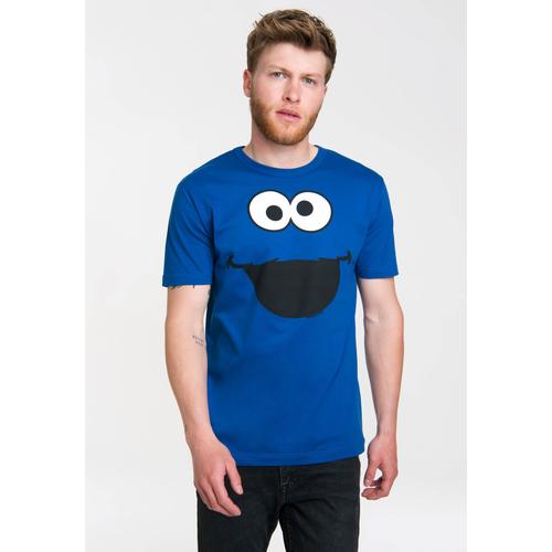 "T-Shirt LOGOSHIRT ""Krümelmonster - Cookie Monster"" Gr. S, blau Herren Shirts T-Shirts"