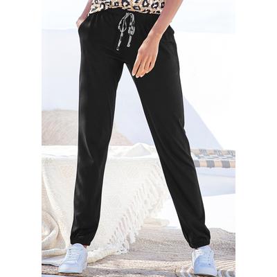 Schlafhose LASCANA, Damen, Gr. 36/38, N-Gr, schwarz, Single Jersey, Obermaterial: 50% Baumwolle, 50% Viskose, unifarben, casual, bequem lang, Hosen, Uni oder mit tollem Druck Image