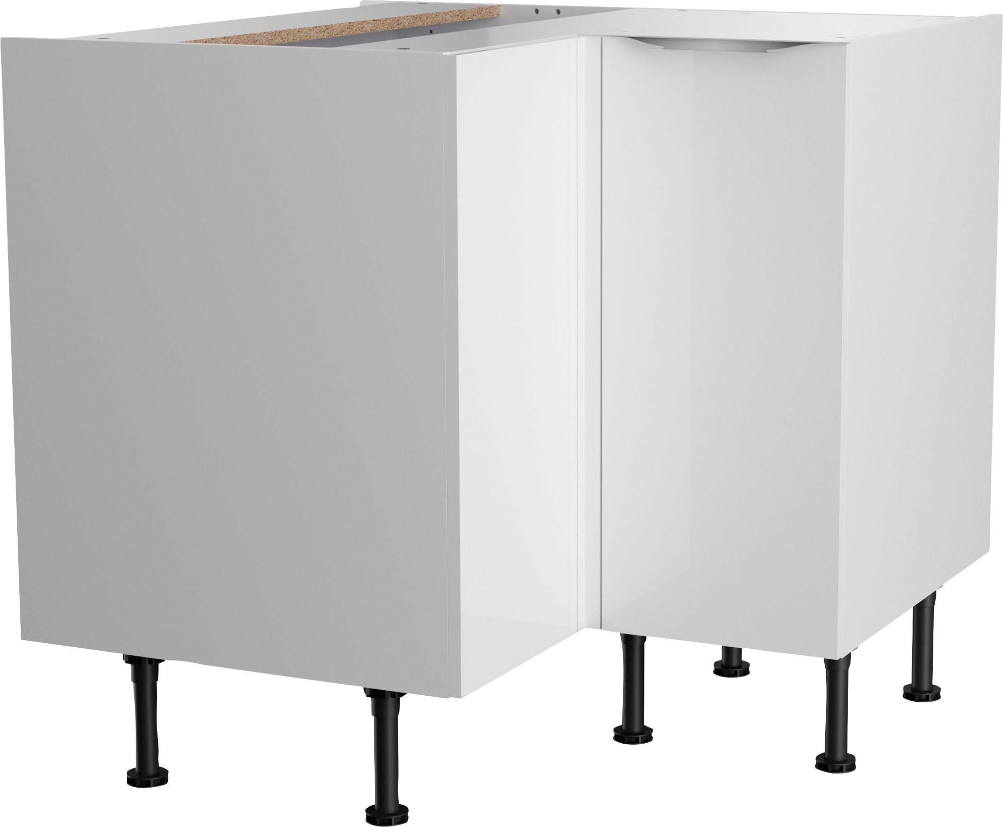 Eckunterschrank KOCHSTATION "KS-Aken", weiß (weiß hochglanz, weiß), B:90cm H:87cm T:58,4cm, Schränke, Eckunterschrank