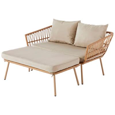 Gartenliege MY FLAIR "Mariane", braun (natur), Obermaterial: 100% Polyester. Füllung: 100% Polyester, Gartenliegen, inkl. Hocker Image