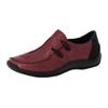 Slipper RIEKER, Damen, Gr. 39, schwarz (weinrot, schwarz), Leder, Nubuklederimitat, sportlich, Schuhe Slipper, Freizeitschuh, Komfortschuh mit strukturiertem Obermaterial