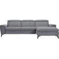 Ecksofa PLACES OF STYLE "Theron" Sofas Gr. B/H/T: 263 cm x 75 cm x 163 cm, Struktur weich, Recamiere rechts, grau (dunkelgrau) Ecksofas